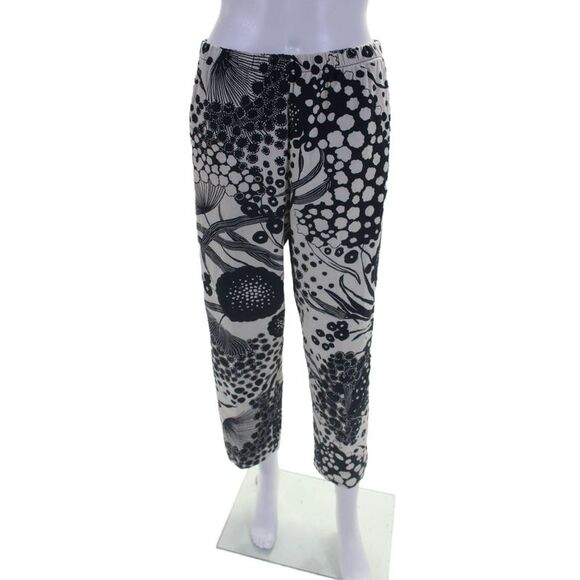 Bryn Walker Pants - Bryn Walker Womens Cotton Abstract Elastic Waist High-Rise Pants Navy Size M